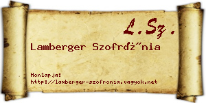Lamberger Szofrónia névjegykártya